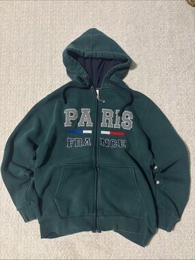 Green PARIS FRANCE Zip Hoodie